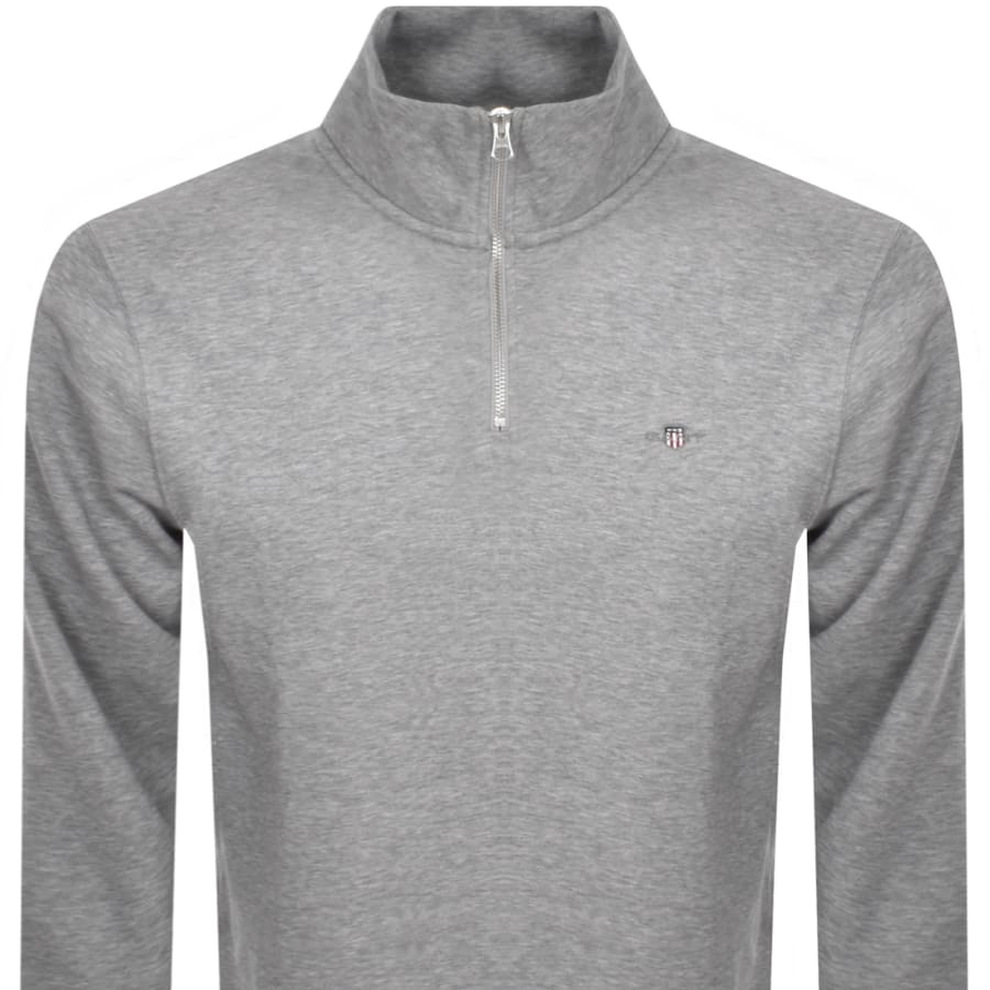 Gant Shield Logo Half Zip Sweatshirt Grey Mainline Menswear Ireland